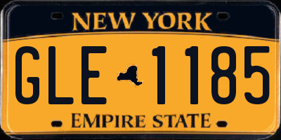 NY license plate GLE1185