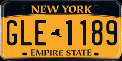 NY license plate GLE1189