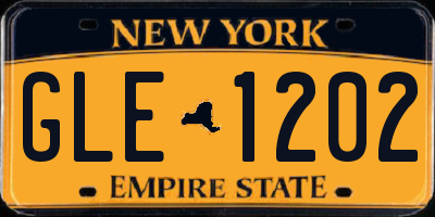 NY license plate GLE1202