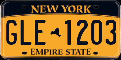 NY license plate GLE1203