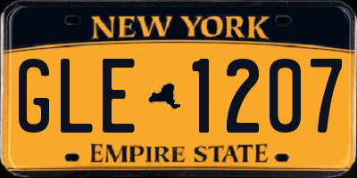 NY license plate GLE1207