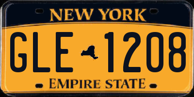 NY license plate GLE1208