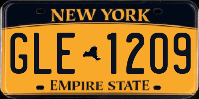 NY license plate GLE1209