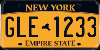 NY license plate GLE1233