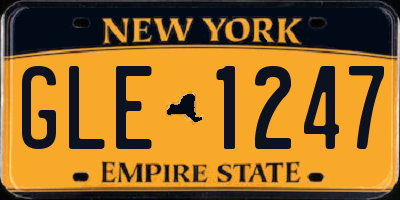 NY license plate GLE1247