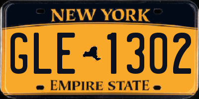 NY license plate GLE1302