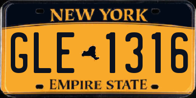 NY license plate GLE1316