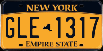NY license plate GLE1317
