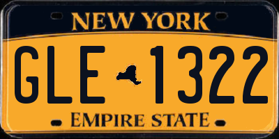 NY license plate GLE1322
