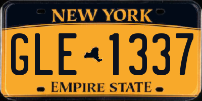 NY license plate GLE1337