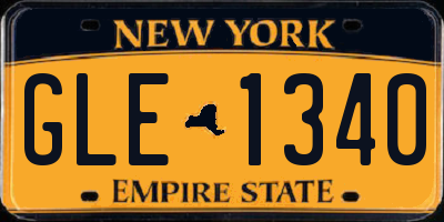 NY license plate GLE1340