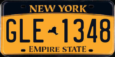 NY license plate GLE1348