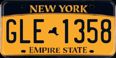 NY license plate GLE1358
