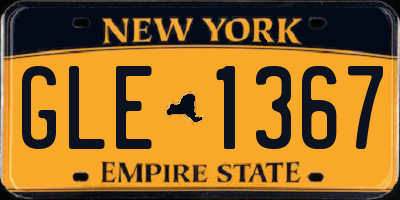 NY license plate GLE1367
