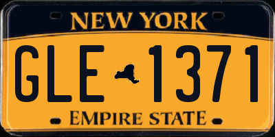 NY license plate GLE1371