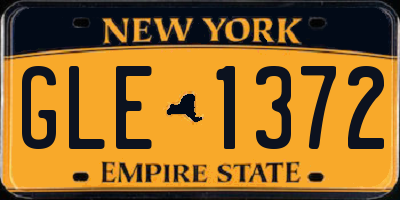NY license plate GLE1372