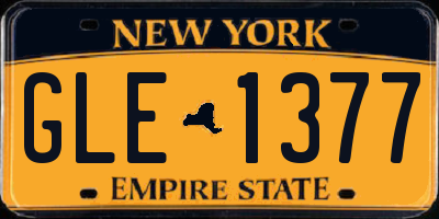NY license plate GLE1377