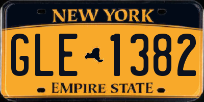 NY license plate GLE1382