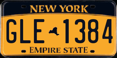 NY license plate GLE1384