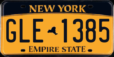 NY license plate GLE1385