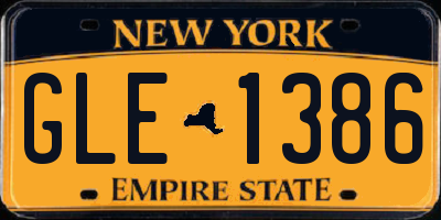 NY license plate GLE1386