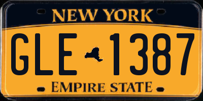 NY license plate GLE1387