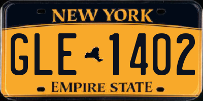 NY license plate GLE1402