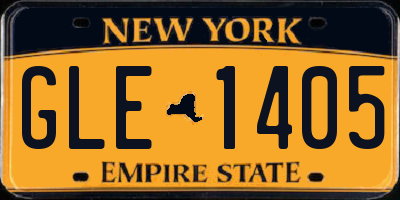 NY license plate GLE1405