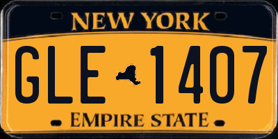 NY license plate GLE1407