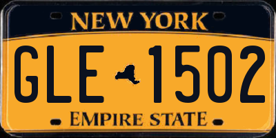 NY license plate GLE1502