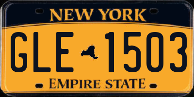 NY license plate GLE1503