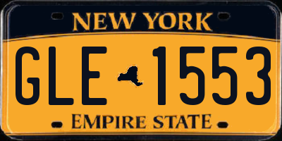 NY license plate GLE1553