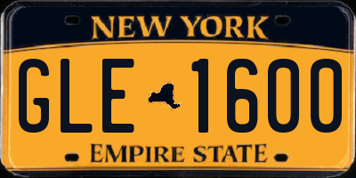 NY license plate GLE1600