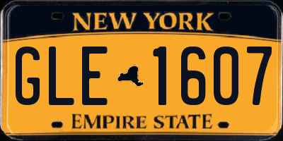 NY license plate GLE1607