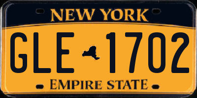 NY license plate GLE1702