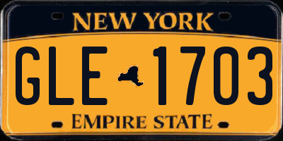NY license plate GLE1703