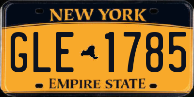 NY license plate GLE1785