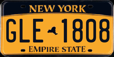 NY license plate GLE1808