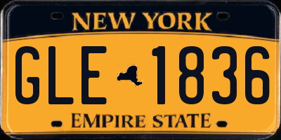 NY license plate GLE1836
