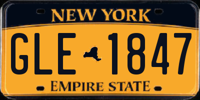 NY license plate GLE1847
