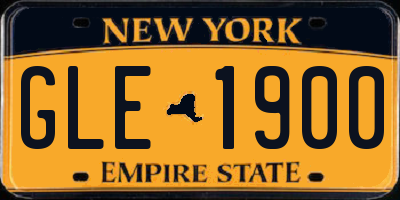 NY license plate GLE1900