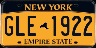 NY license plate GLE1922