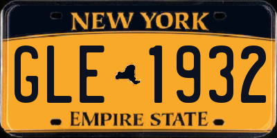 NY license plate GLE1932