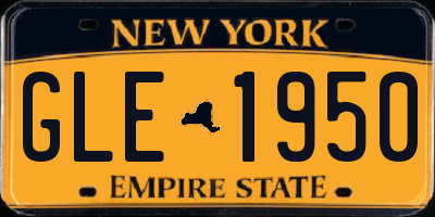 NY license plate GLE1950