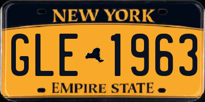 NY license plate GLE1963