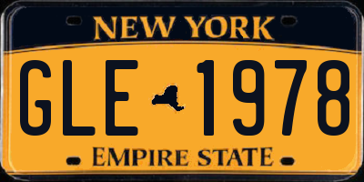 NY license plate GLE1978