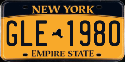 NY license plate GLE1980