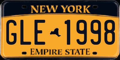 NY license plate GLE1998