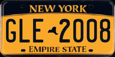 NY license plate GLE2008