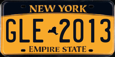 NY license plate GLE2013